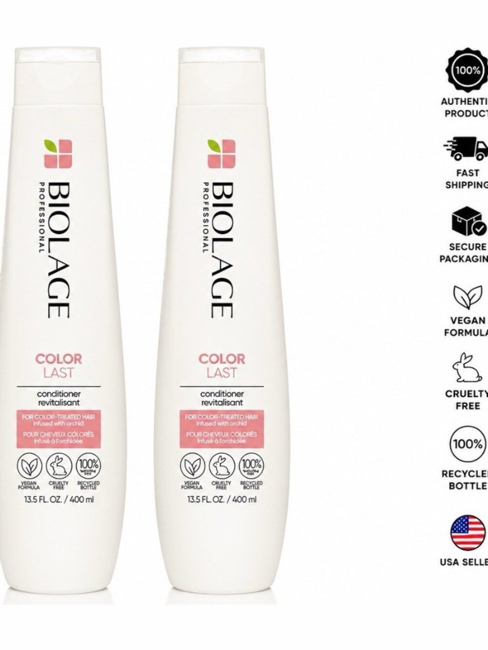 2 Pack Biolage Color Last Conditioner 13.5 Fl Oz / 400ml Salon Hair Care